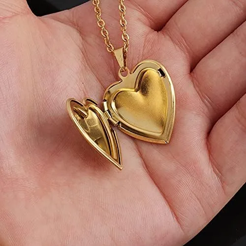 Vista 2 de Collar con medallón para mujer, con fotos que sujetan fotos, collares para mujeres y niñas, regalos de cumpleaños de Navidad para hija y madre