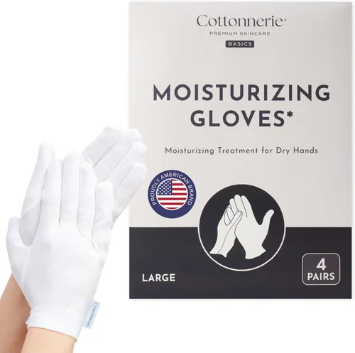 Vista 7 de 4 Pairs Cottonnerie Original Cotton Gloves for Dry Hands Sleeping, Moisturizing Gloves Overnight, Hand Moisturizer Gloves, Moisture Gloves for Dry