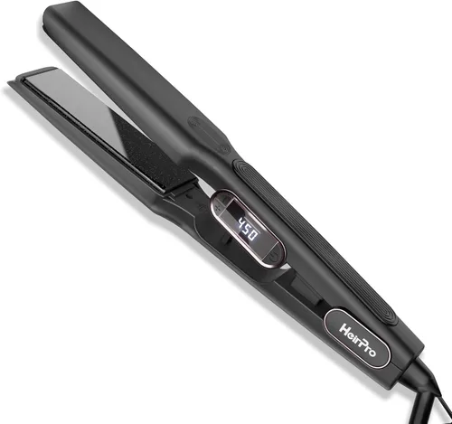 Vista 9 de Plancha de cerámica con placa flotante 3D, plancha de pelo con 15 temperaturas para cabello grueso, mango ergonómico de silicona, pantalla LCD, Rosa