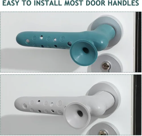 Vista 3 de Toddmomy Guantes para pomo de puerta, 4 cubiertas de silicona para manijas de puerta con ventosa, protector anticolisión para la seguridad