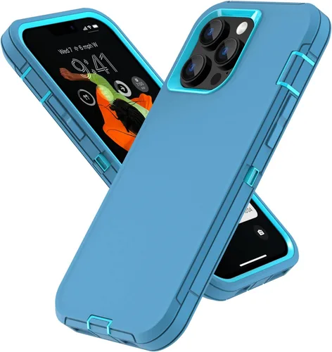 Vista 10 de Sansunto Funda para iPhone 13 Pro, doble capa de protección de cuerpo completo para hombres y mujeres, funda de goma de silicona no incorporada Negro