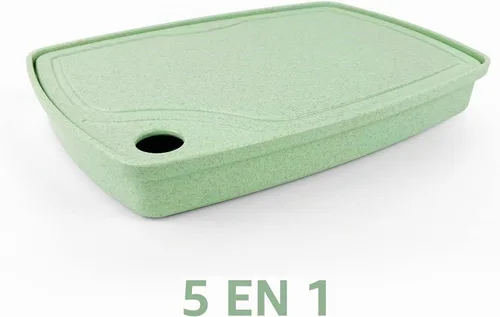 Vista 2 de CARTINTS Tabla de cortar de plástico 5 en 1 para cocina, juego de tablas de cortar con abridor de botellas, pelador, cuchillo de cocina, bandeja