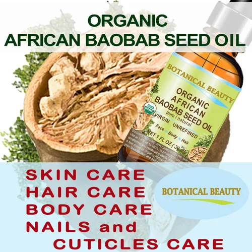 Vista 3 de Botanical Beauty Aceite de semilla de BAOBAB orgánico 100% puro y natural refinado aceite portador prensado en frío 0.5 fl oz 0.5 fl oz para cara