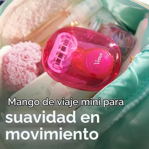 Vista 3 de Gillette Venus Kit de maquinilla de afeitar de viaje extra suave para mujer, mini mango + repuesto + funda, regalos de vacaciones para mujeres