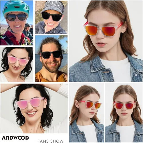 Vista 4 de ANDWOOD Gafas de sol para mujeres y hombres protección UV con espejo lindas y divertidas gafas de sol para niñas adolescentes y exteriores