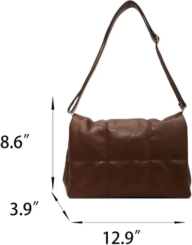 Vista 7 de Bolsos cruzados acolchados de moda para mujer, correa de cadena ajustable, con relleno de casete, bolsa de hombro hinchada