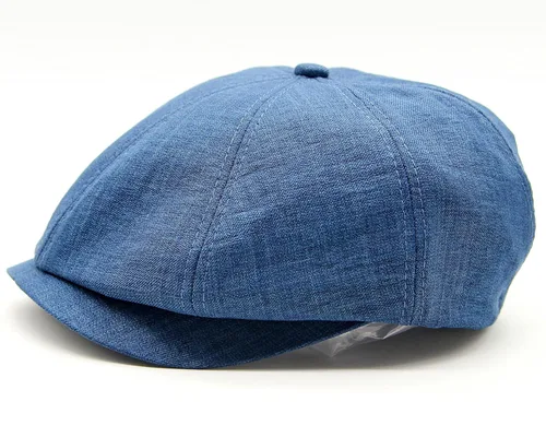 Vista 6 de Newsboy cap baker boy hat for men's cotton summer sun slouchy spring trendy blue (M=7 1/8=22 1/4=57)