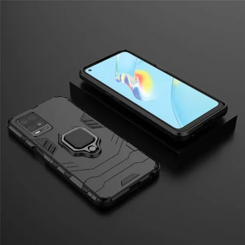 Vista 6 de Compatible con Oppo A54 4G, funda Oppo A55 4G, soporte de anillo de metal, parachoques duro a prueba de golpes