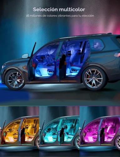 Vista 2 de Govee - Luces para interior de auto, tira de luz Led para auto, diseño de dos líneas, impermeables, 4 unidades de 48 ledes, controlador