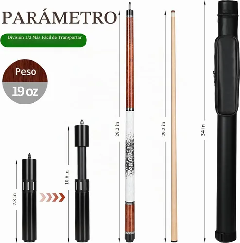 Vista 6 de lotmusic Advanced Pool Stick with Telescopic Cue Extension, Original Dyeing Brown Cue Sticks for Billiard Enthusiasts, 58'' Pool Cue Set with
