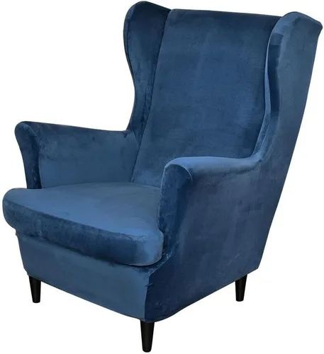 Vista 18 de OBCREAT Fundas para silla Wingback, 2 piezas de terciopelo elástico con respaldo de ala, fundas de sofá para silla de ala suave con parte inferior