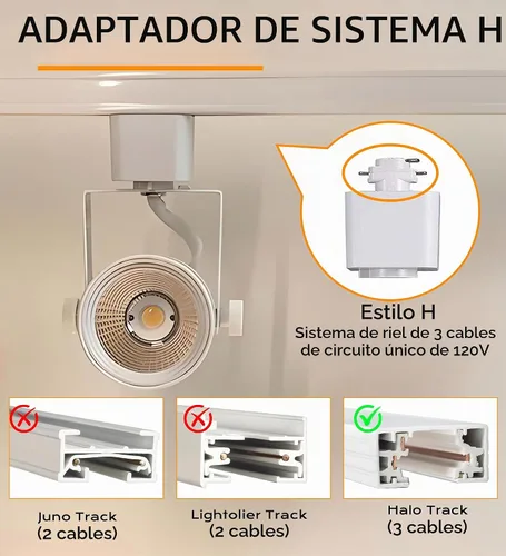 Vista 3 de CLOUDY BAY - Cabezal de luz LED regulable de 8W 3000K blanco cálido para riel, CRI90+ reproducción del color verdadero, ángulo de inclinación 3000k