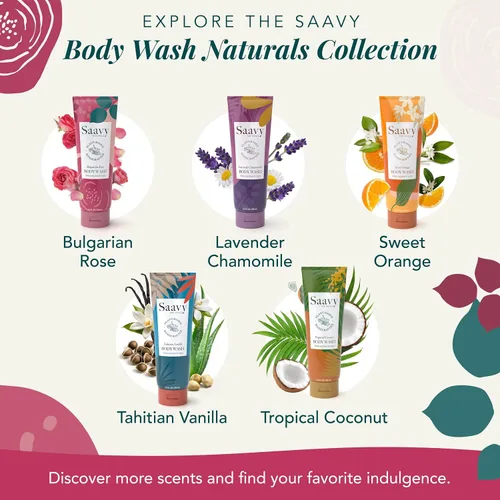 Vista 7 de Saavy Naturals Gel de baño Gel de ducha vegano sin gluten Jabón corporal natural y orgánico 8 onzas (rosa búlgara)