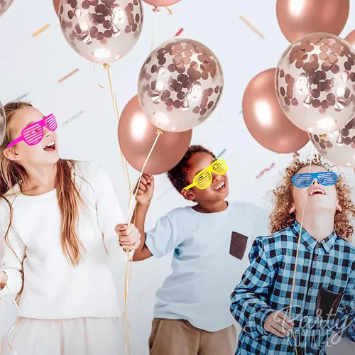 Vista 5 de Paquete de 72 lentes de sol de neón ranurados a granel, estilo retro de los años 80, regalos de fiesta para niños y adultos