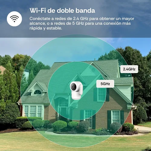 Vista 4 de Luna 2K Cámaras interiores para seguridad del hogar, WiFi de 2.4 GHz y 5 GHz, inclinación panorámica de 360 grados, foco integrado, seguimiento