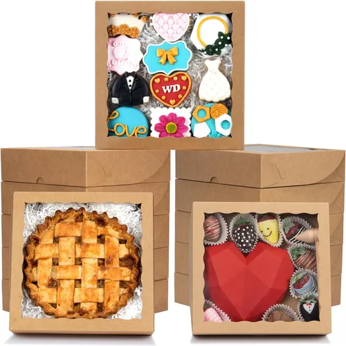 Vista 10 de RomanticBaking 24 piezas cajas blancas para pasteles de 10 x 10 x 2.5 pulgadas con ventana - Perfectas para galletas, fresas cubiertas de chocolate
