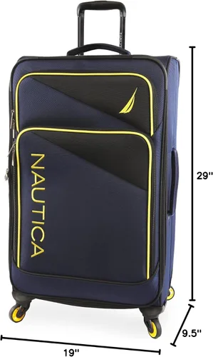Vista 10 de Nautica Emry - Juego de equipaje de 2 piezas, Azul marino, amarillo, Nautica Emry - Juego de equipaje de 2 piezas