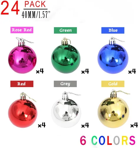 Vista 2 de AllBeauty - Bolas de Navidad de 24 quilates y 1.575 in, decoración esencial para el árbol de Navidad, inastillables, para interiores y fiestas