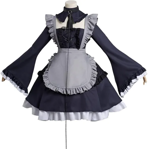Vista 3 de Kitagawa - Disfraz de mucama para cosplay, disfraz de Halloween, uniforme de criada
