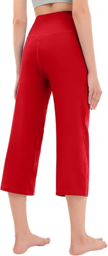 Vista 4 de Rosemmetti Pantalones capri de yoga para mujer corte de bota talla grande cintura alta pantalones de entrenamiento atlético con bolsillos