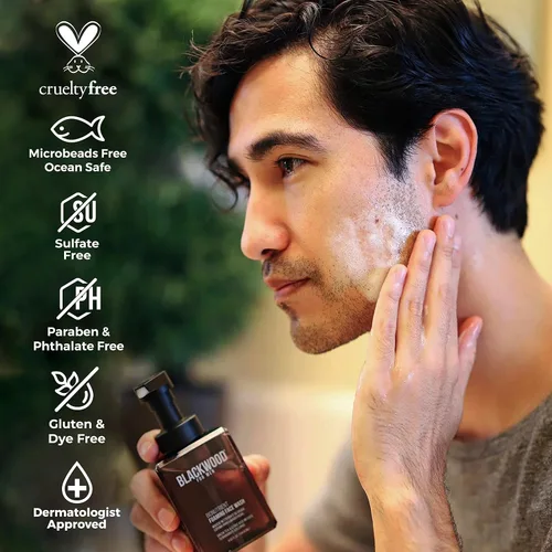 Vista 5 de Blackwood For Men Hydroblast Champú hidratante (17oz), gel de baño Pure Moisture (17oz), y BioNutruent espuma facial (4.45 onzas) paquete