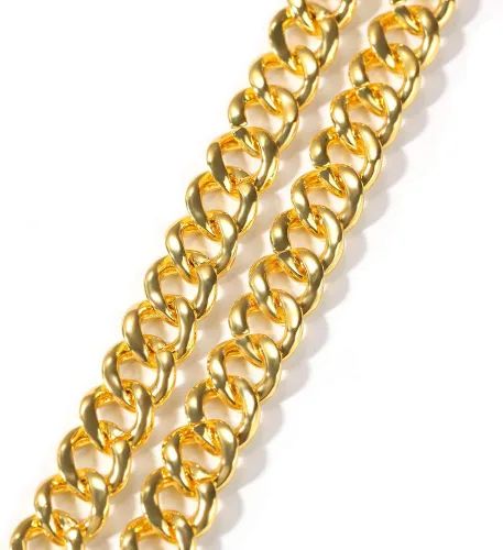 Vista 6 de Collar de cadena para hombremujer, eslabones cubanos de 13 mm esmerilados, fuertes y pesados, estilo hip-hop, Miami, cristales de imitacióncirconia