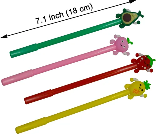 Vista 2 de Maydahui 28 bolígrafos con forma de frutas, lindos bolígrafos kawaii, tinta de gel negra, fresa, piña, jugoso, melocotón, aguacate, diseño