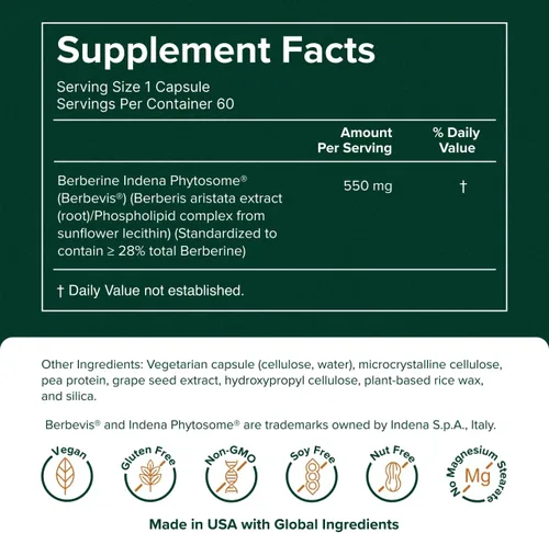 Vista 2 de Prominent Nutrition Fitosoma de berberina - Hasta 9.6 veces absorción superior - Berberina estandarizada para apoyo digestivo, intestinal y cardíaco