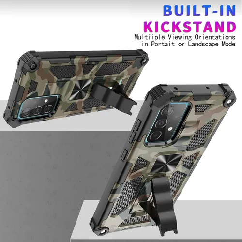 Vista 4 de Funda de camuflaje para Samsung Galaxy S20 FE de 6.5 pulgadas con soporte magnético, grado militar, resistente a prueba de golpes, protección