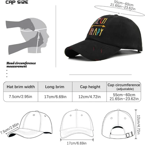 Vista 4 de Mens Baseball Cap Hat for Women's Funny Hat Light Weight Speech Therapys Squad Sun Visor Hat