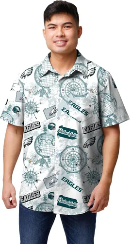 Vista 8 de FOCO Men's NFL Team Logo Floral Aloha Tropical Mercader Button Up Shirt