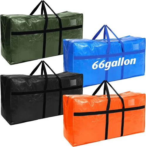 Vista 30 de 4 Piezas Bolsas de Mudanza Grandes con Cremallera y Asas Bolsas de Lona Tipo Duffle Plegables de Almacenamiento Extra Resistentes Extra Grandes