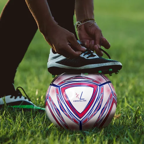 Vista 4 de Soccer Ball Size 4 for Youth & Adult Azul y rosa