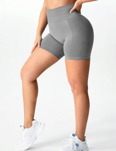 Vista 5 de YEOREO Pantalones cortos de entrenamiento sin costuras para mujer, cintura alta, intensifican correr, gimnasio, yoga, entrenamiento
