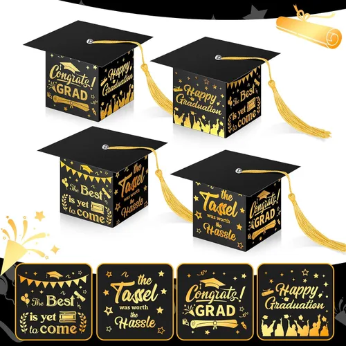Vista 8 de TaoBary 30 cajas de dulces de graduación 2026, decoraciones de graduación, regalos de fiesta, caja de gorra de graduación con borla para suministros