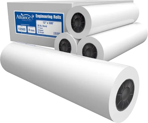 Vista 11 de Alliance Rollos de papel de formato ancho Bond Engineering (20 libras 4 rollos, 11 pulgadas x 500 pies núcleo de 3 pulgadas)