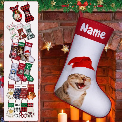 Vista 36 de Calcetines de Navidad personalizados para perros y gatos, 42 patrones de perros y mascotas, calcetines de Navidad personalizados con nombres, adorno