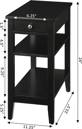 Vista 3 de Convenience Concepts American Heritage Mesa Auxiliar de Cabecera con Cajón de 23.5" - Mesa Clásica de Sala de Estar con Estante de Almacenamiento