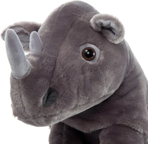 Vista 4 de The Petting Zoo Rinoceronte de peluche, regalos para niños, animales salvajes del zoológico Onez, juguete de peluche jumbo de rinoceronte del sur
