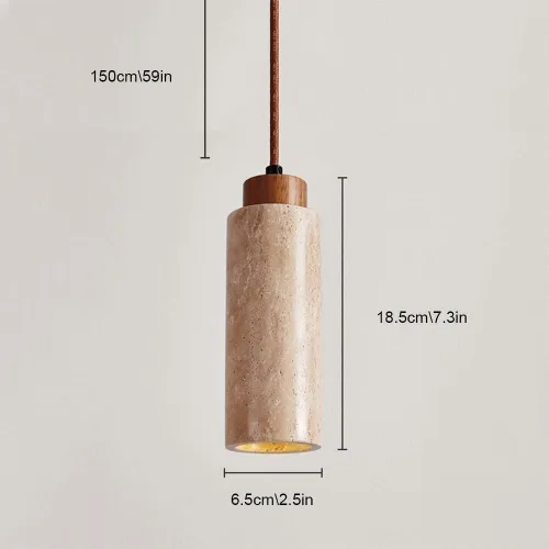 Vista 3 de Bedroom Bedside Mini Travertine Pendant Lights, Nordic Natural Stone Shade Ceiling Hanging Lighting with E27/E26 Sockets, 59 in Adjustable Height