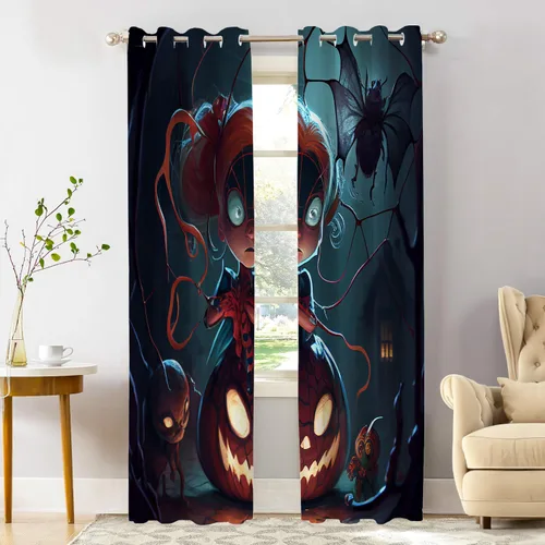 Vista 53 de Shrahala Orange Autumn Autumn Blackout Curtain Tiers, Fall Kitchen Valance Light Blocking Tier Drapes with Rod Pocket, 2 Pack 26 X 24 in