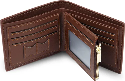 Vista 6 de REMFACIO Carteras personalizadas para hombre, carteras personalizadas de cuero con fotos grabadas para papá, marido, novio, Marrón, Foto + nombre