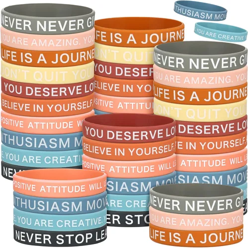 Vista 8 de Sumind 60 pulseras motivacionales para recompensas en el aula Colores brillantes