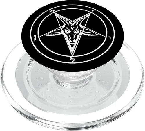 Vista 8 de Pentagram Satanic Black Star Motive with Baphomet Goat Head - PopSockets Grip and Stand for Phones and Tablets