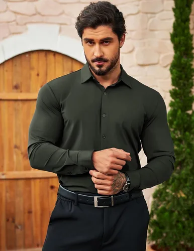 Vista 3 de COOFANDY Camisa de botones con estampado de flores de lujo para hombre