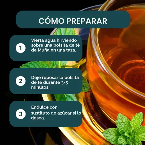Vista 8 de Bolsas de té Hanan Muña – Té de hierbas de menta andina 100% natural de Perú, 25 bolsas de té tradicional de Muña del Perú, sin cafeína