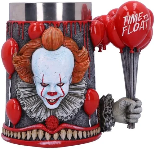 Vista 3 de Nemesis Now IT Pennywise - Jarra de payaso, resina pintada a mano, hora de flotar, mercancía de película de terror, mango de globos rojos, 6.1 in