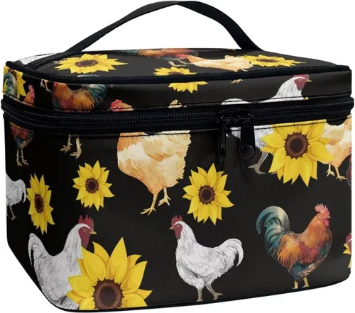 Vista 36 de doginthehole Bolsa de maquillaje, bolsa de cosméticos de viaje, bolsa de aseo portátil grande, organizador de accesorios para mujeres y niñas