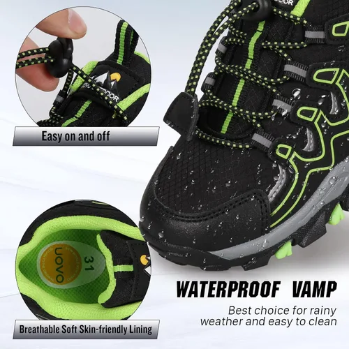 Vista 3 de UOVO - Zapatos deportivos para niños, tenis para correr, impermeables, para senderismo, atléticos, al aire libre, antideslizantes