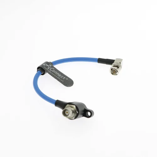 Vista 2 de SDI-Protector-Cable para aisladores galvánicos RED-Komodo BNC macho a ángulo recto BNC hembra cable de alimentación 8 pulgadas/7.9 in azul